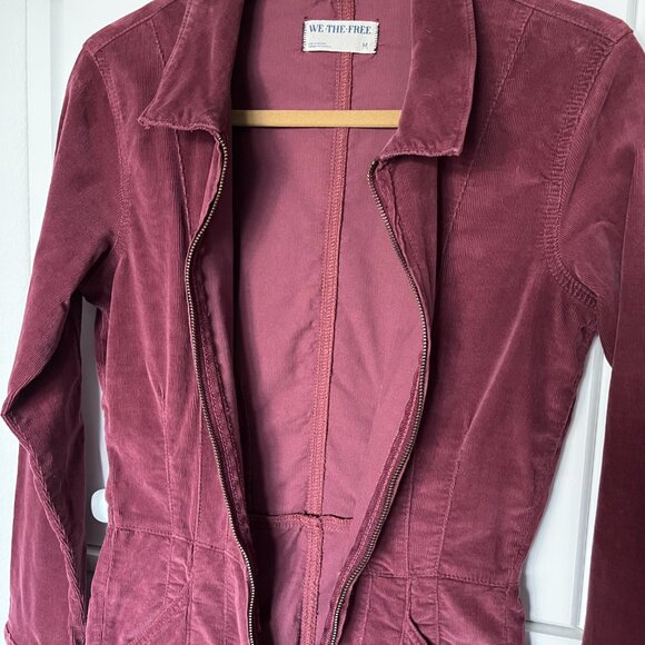 Free People Jayde Corduroy Flare Jumpsuit - Wine/Burgundy - Size M - Picture 7 of 8